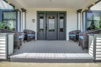 The elegant front porch and entryway