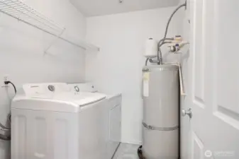 Laundry room with full size washer and dryer.