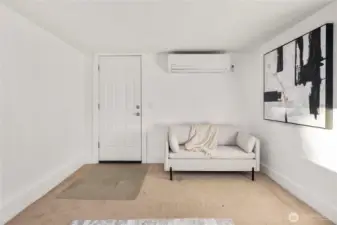 ADU living space with ductless mini split system