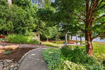 Outdoor path to the garden shed and gazebo.