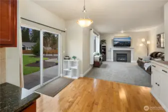 Breakfast Nook area and Sliding door to the Backyard