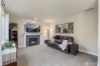Family room off the Kitchen with Gas Fireplace