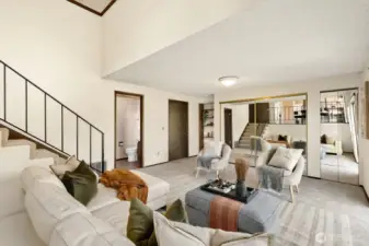 Half bath, garage entry and more storage!