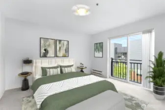 Primary bedroom with Juliet balcony