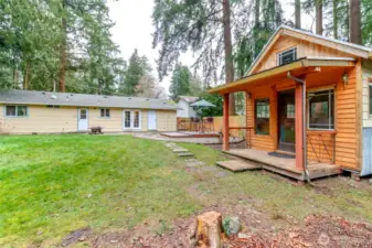 Yard with custom shed