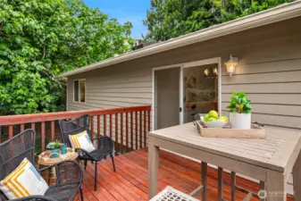 Eating outside has never been so easy with the deck off the kitchen.
