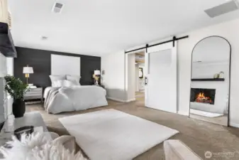 Primary bed with fireplace