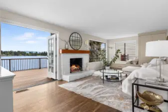 Double doors open to large deck