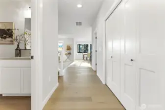 Main floor entry and 3/4 bath. Large coat closet has ample room for all your coats. Pictures depict a previously built home similar to the home going to be built on this lot. Floor plans, Elevations, colors, upgrades & materials may be different.