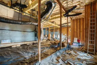 Over 1500 sqft of High celling crawl space.