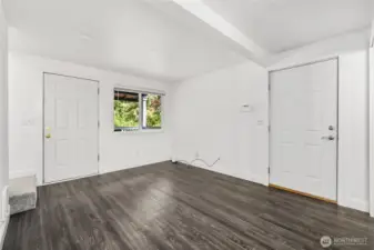 Front and garage enters into family room