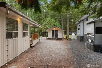 Horseshoe pits on your lot. Woodshed. Add a room is finished with matching siding that matches the park model.