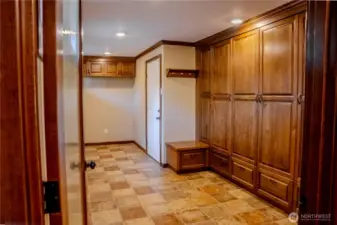 Large mudroom with built in storage!