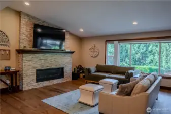 Spacious great room with gas fireplace!