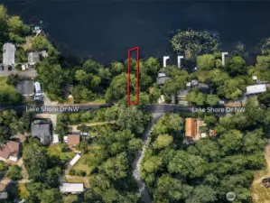 Overhead view with approximate boundaries in red.