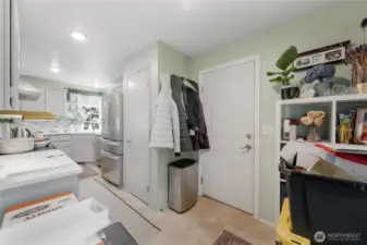 Door on the right is the interior garage entry to the house -- convenient for unloading your groceries!