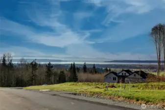 This is the view from the top of the hill looking west.  The lot does not have a Saltwater View.  It has a partial Lake View.