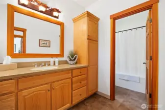 There is a full bath on the main floor.