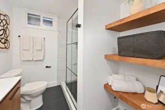 Downstairs bathroom linen closet