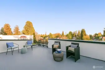 Expansive rooftop deck offering panoramic views, perfect for entertaining or relaxing in the open air.