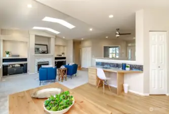 The built in desk off the kitchen is a great space to get organized.