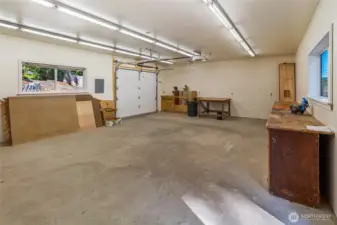 Garage with workspace