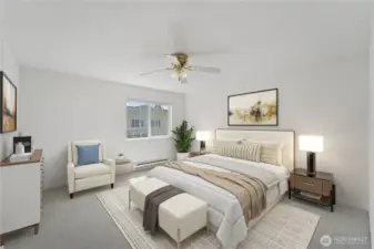 Virtually staged primary suite