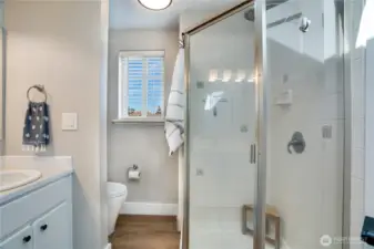A stall shower completes the 3/4 bath.