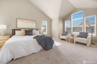 Primary bedroom vaulted ceilings