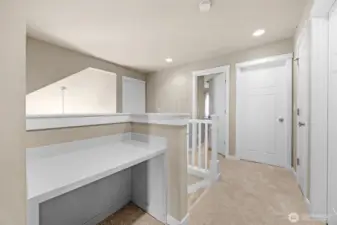Open Upper Hallway with study desk/flex space