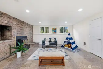 Downstairs Recroom with Gas Fireplace