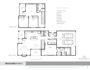 Photos, plans and elevations may be examples representing the community, community  amenities, homes or artist’s renderings that may not accurately represent the actual  condition of a homesite or home as constructed, and may also contain options and  upgrades which are not included in the sale. Trailside Homes reserves the right to make  changes to floor plans, specifications, dimensions, design and elevations without prior  notice. Stated dimensions and square footage, if applicable, are estimated and should  not be used as representations of the home’s actual size