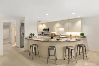 This huge kitchen faces the view so you can enjoy it while you cook.