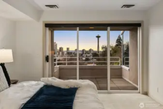 Primary bedroom features its own private deck.