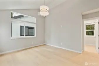 Primary en suite with vaulted ceilings