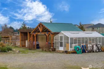 Greenhouse, 20x20 Gazebo, 3 sheds, 2 outbuildings and a chicken coup