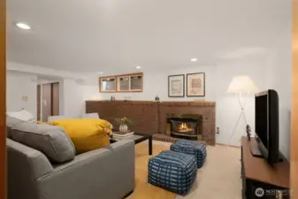 Enjoy a movie cuddled up to the gas fireplace.