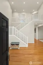 Vaulted ceilings create an open, light-filled living space.