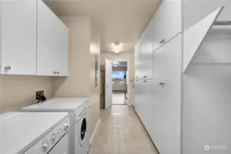 When the door is open there is even a view from this exceptional laundry room.