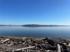 Community Beach and Boat ramp- Ownership includes access to Greenbank Beach Club - looking east towards Camano Island and Cascade Mountains