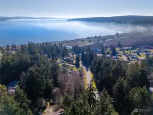 Aerial view  towards the Southeast looking at Cascade mountains.