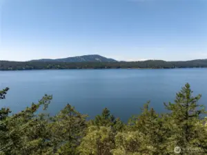 View over East Sound to Turtleback Mountain