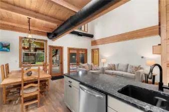 Kitchen, dining & living room