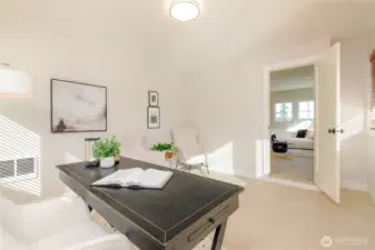 main level large office/den; just off front door, entry room,