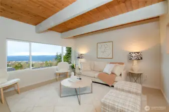 lower level full view family rec room w/ fireplace