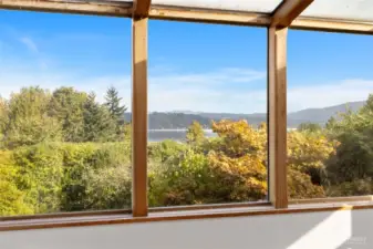 View of Lake Sammamish and Cascades from the dining area.
