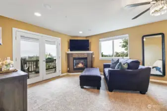 Gas Fireplace and private Deck with View