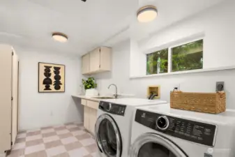 Lower level oversized laundry room.