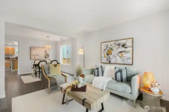 Formal living and dining space sit just off main entry.