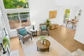 Stunning top-down view of the spacious living room.